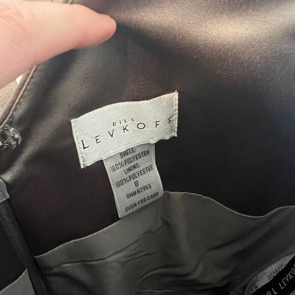 BILL LEVKOFF Women's 8 Bridesmaid Dress Gown Midi Length Satin Sleeveless Latte - Picture 9 of 16